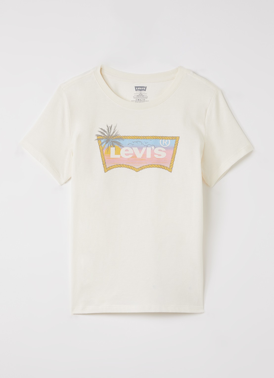 Levi's T-shirt met logoprint - voorkant creme