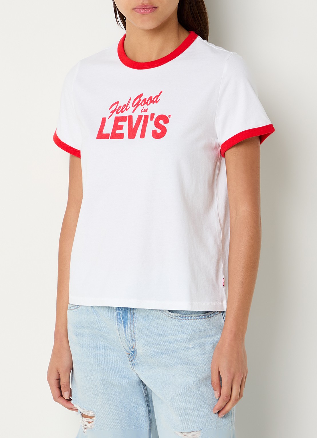 Levi's T-shirt met logoprint - detail wit