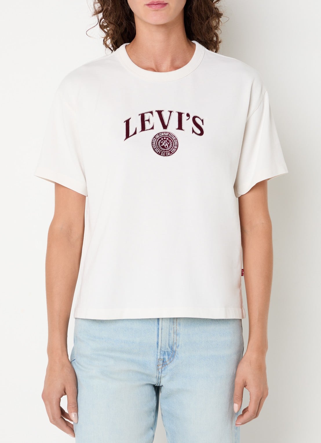 Levi's T-shirt met logoprint - detail gebroken wit