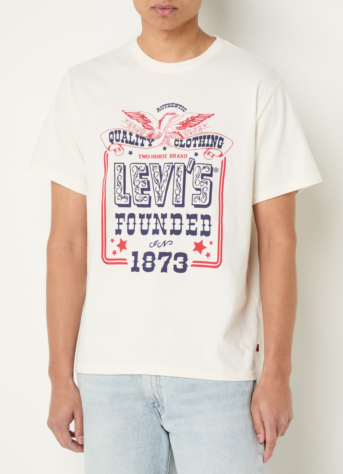 Levi's T-shirt met logoprint - detail 2 gebroken wit