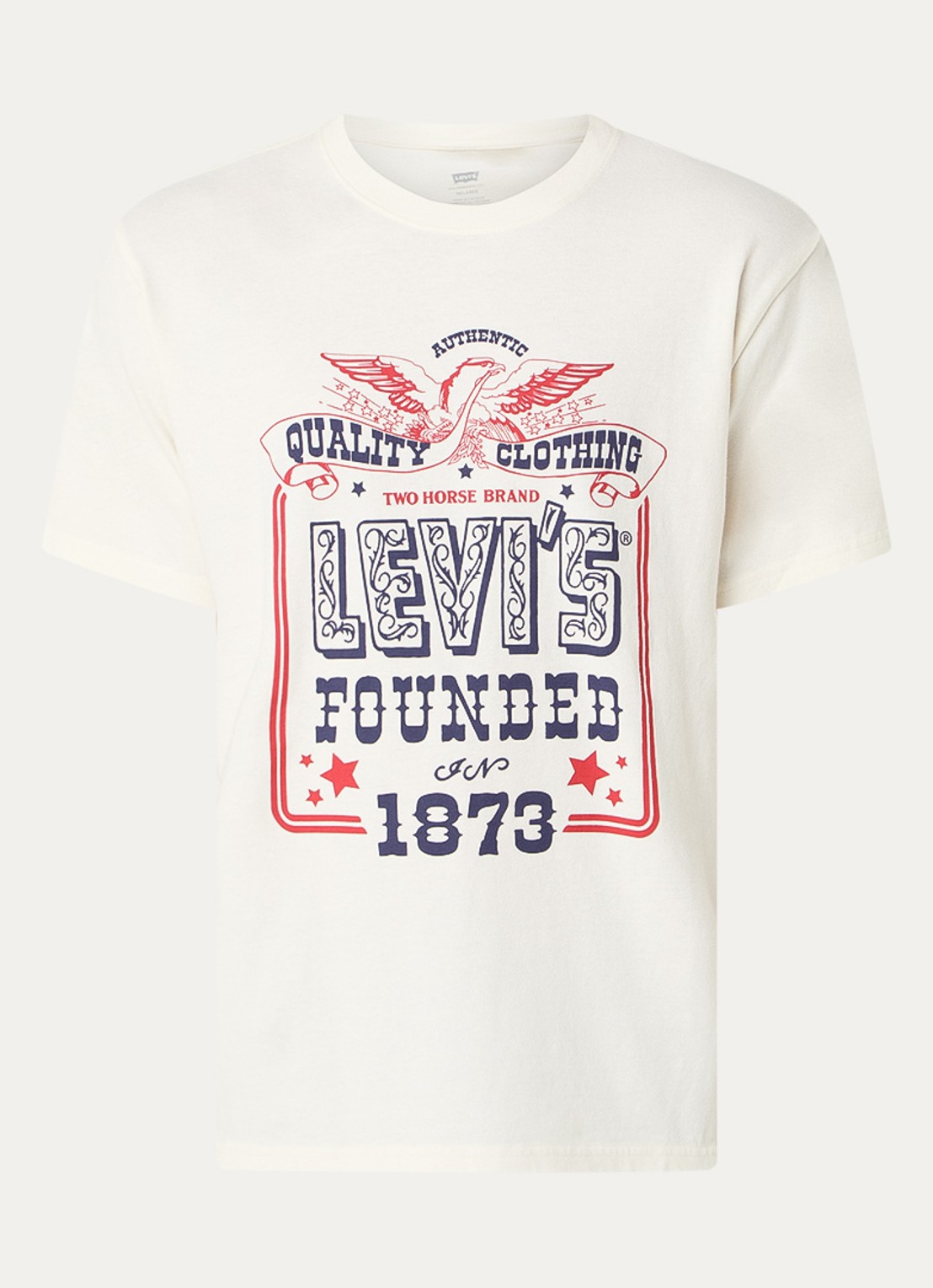 Levi's T-shirt met logoprint - voorkant 3 gebroken wit