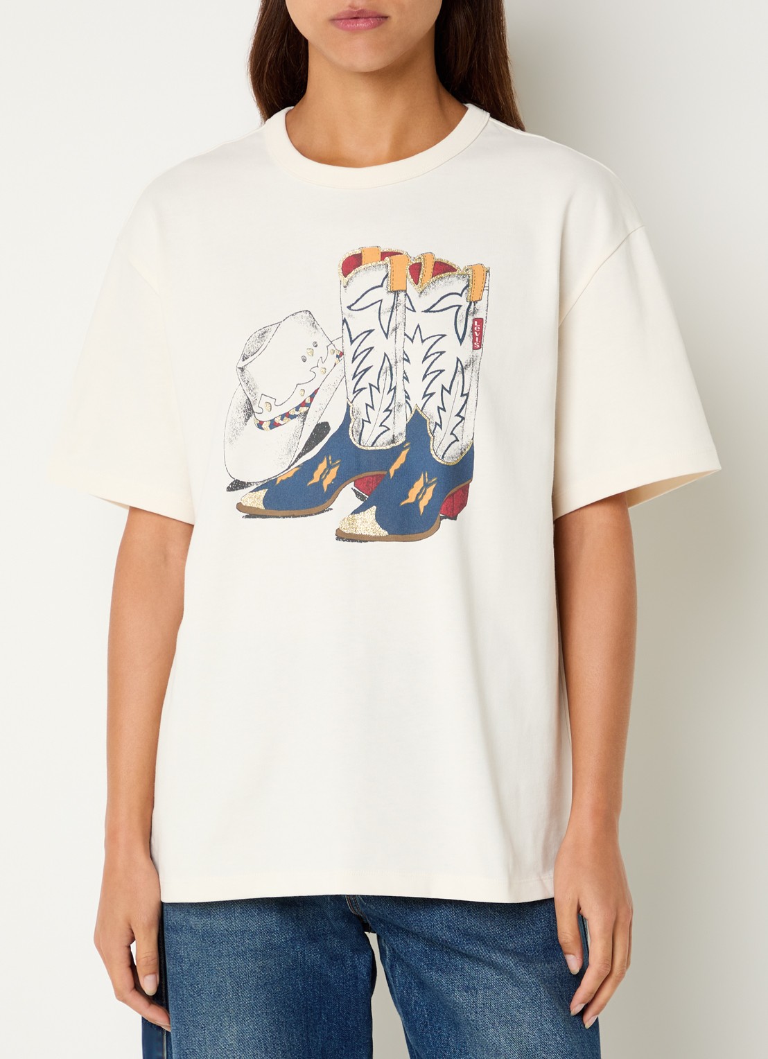 Levi's T-shirt met print - detail creme