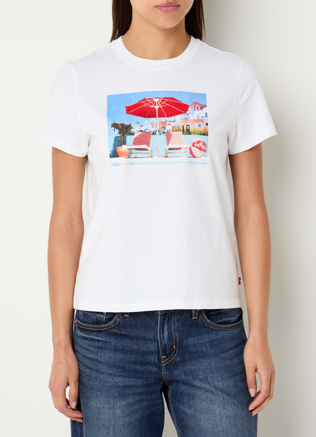 Levi's T-shirt met print - detail 4 wit