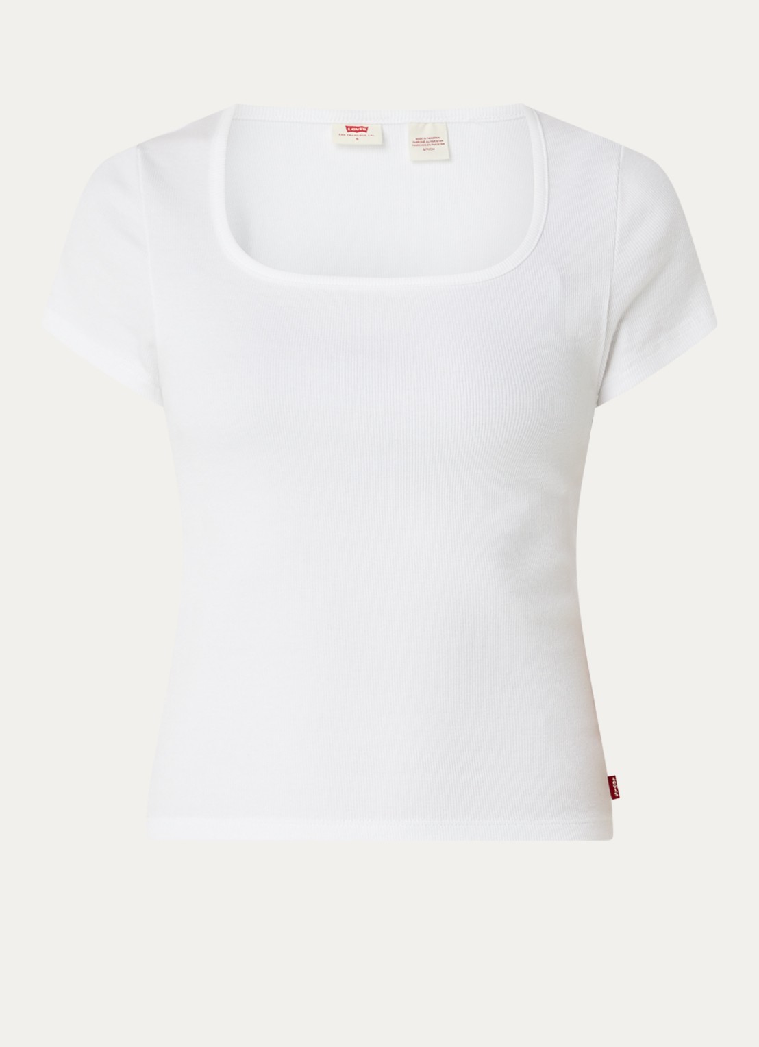 Levi's T-shirt met ribstructuur - voorkant 2 wit
