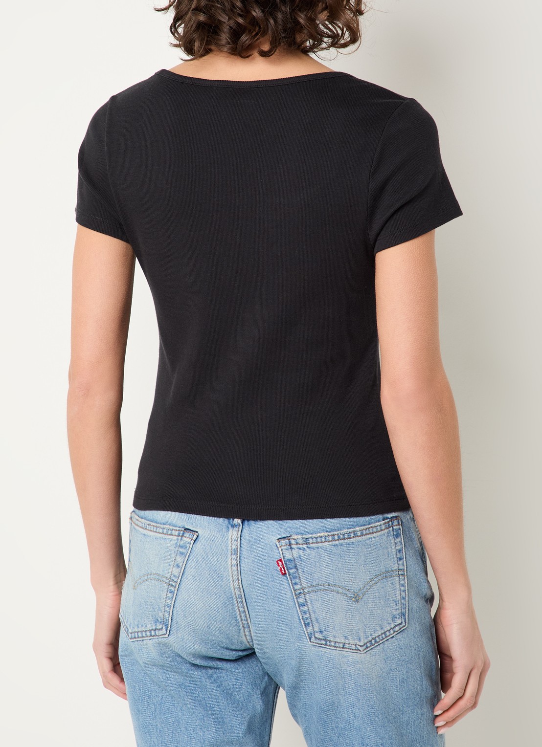 Levi's T-shirt met ribstructuur - achterkant 4 zwart