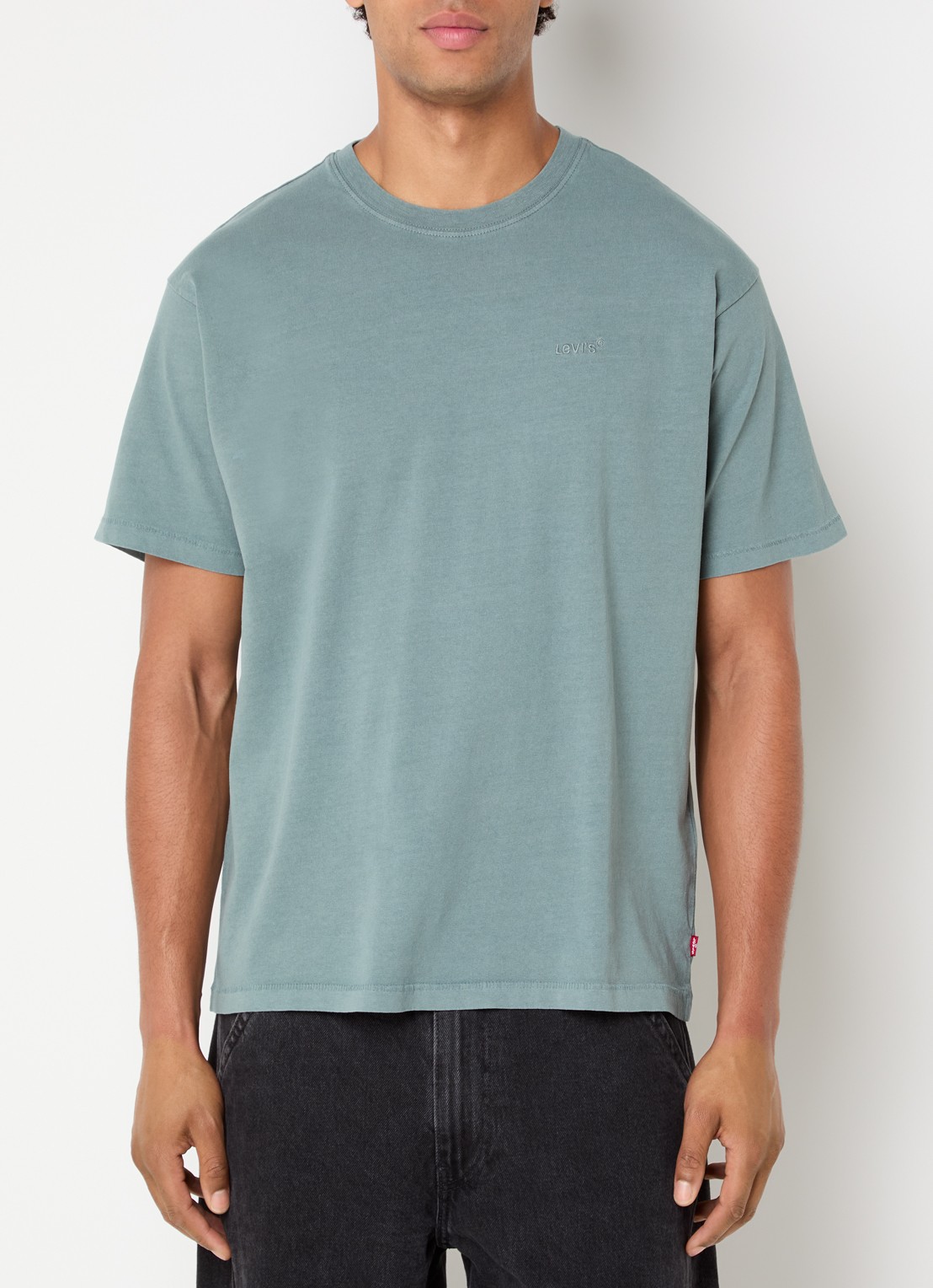 Levi's T-shirt met ronde hals - detail 4 olijfgroen