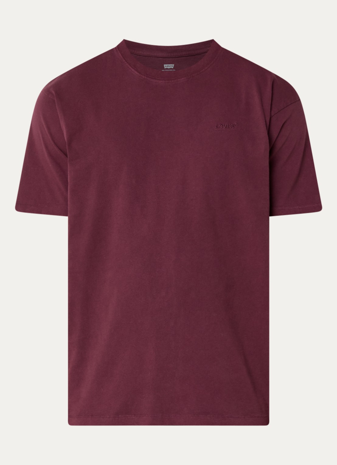 Levi's T-shirt met ronde hals - voorkant bordeauxrood