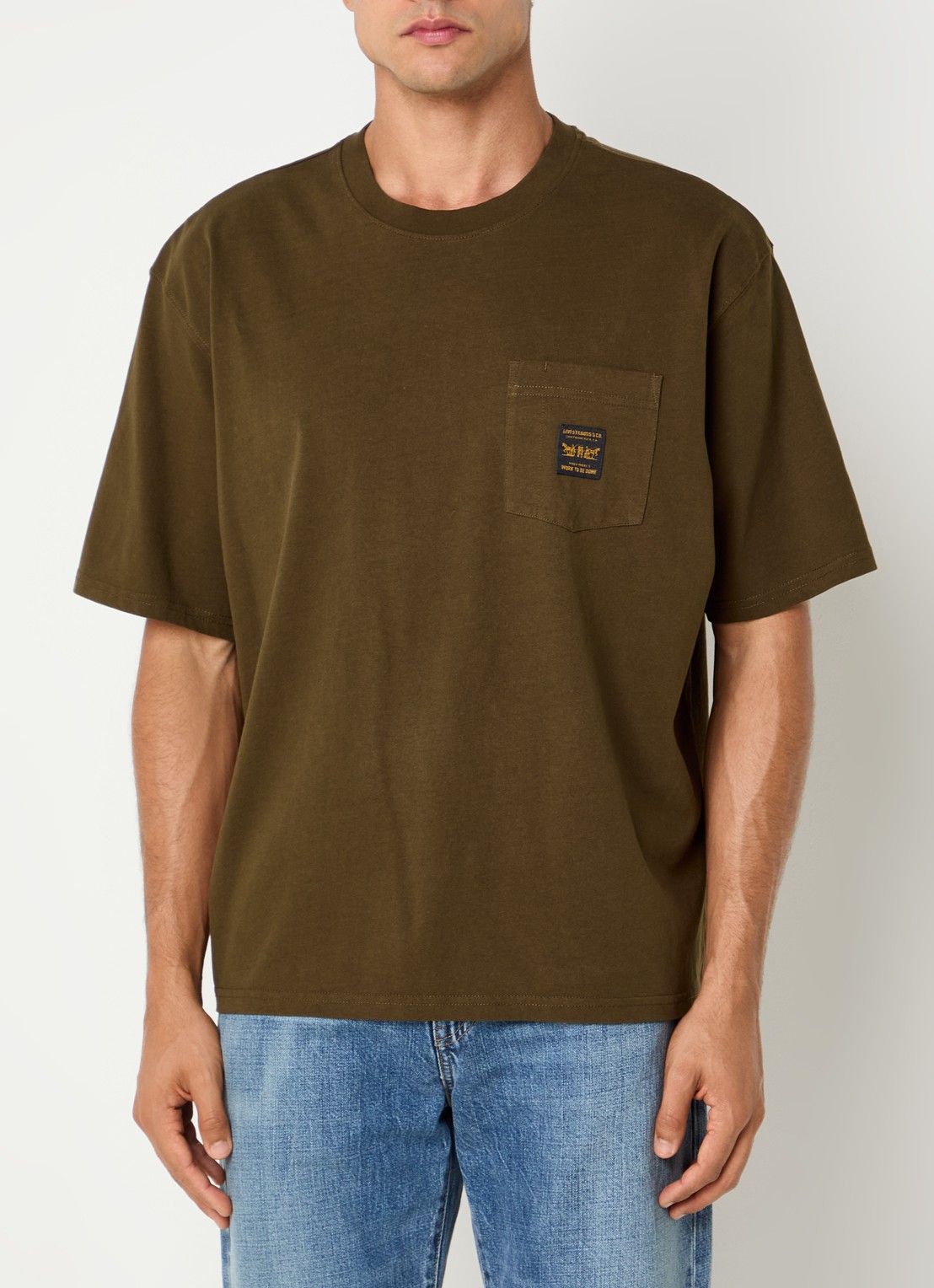 Levi's T-shirt met ronde hals - detail bruin
