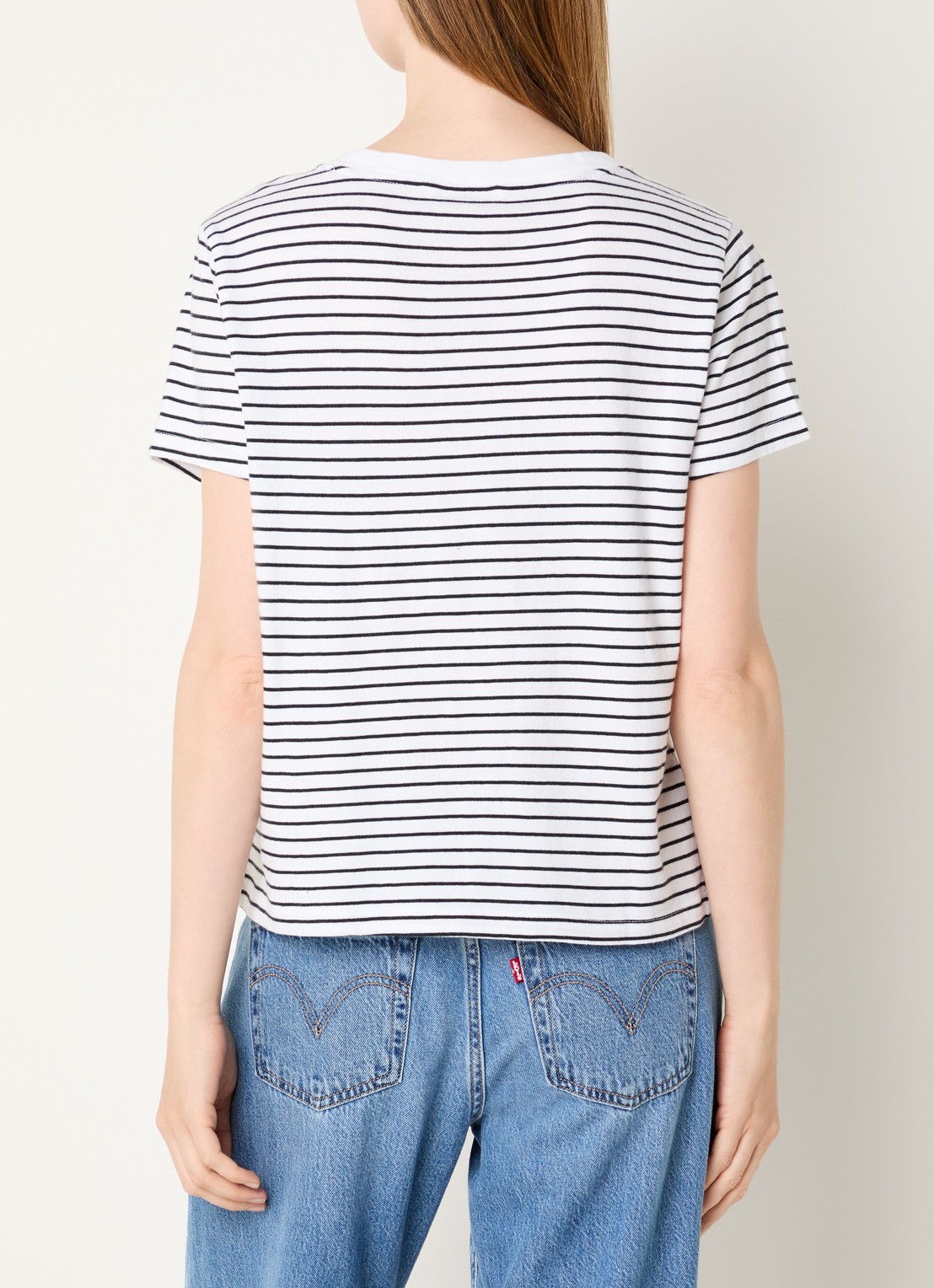 Levi's T-shirt met streepprint en logopatch - achterkant 3 wit