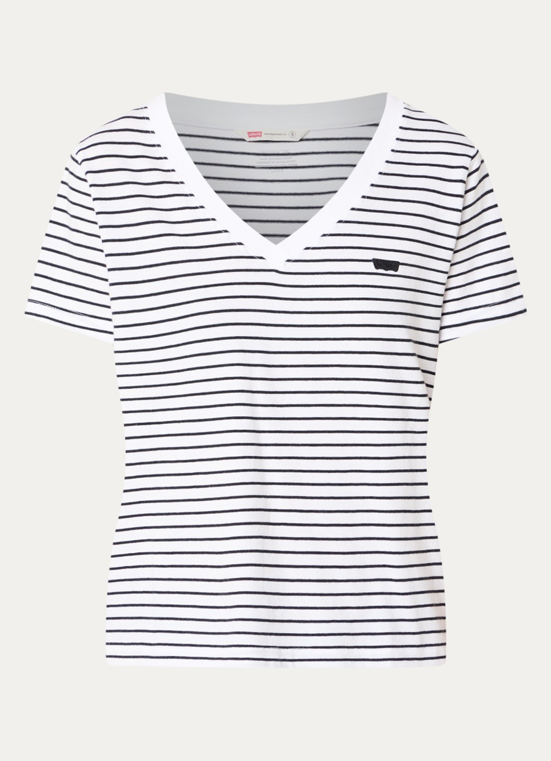 Levi's T-shirt met streepprint en logopatch - voorkant wit