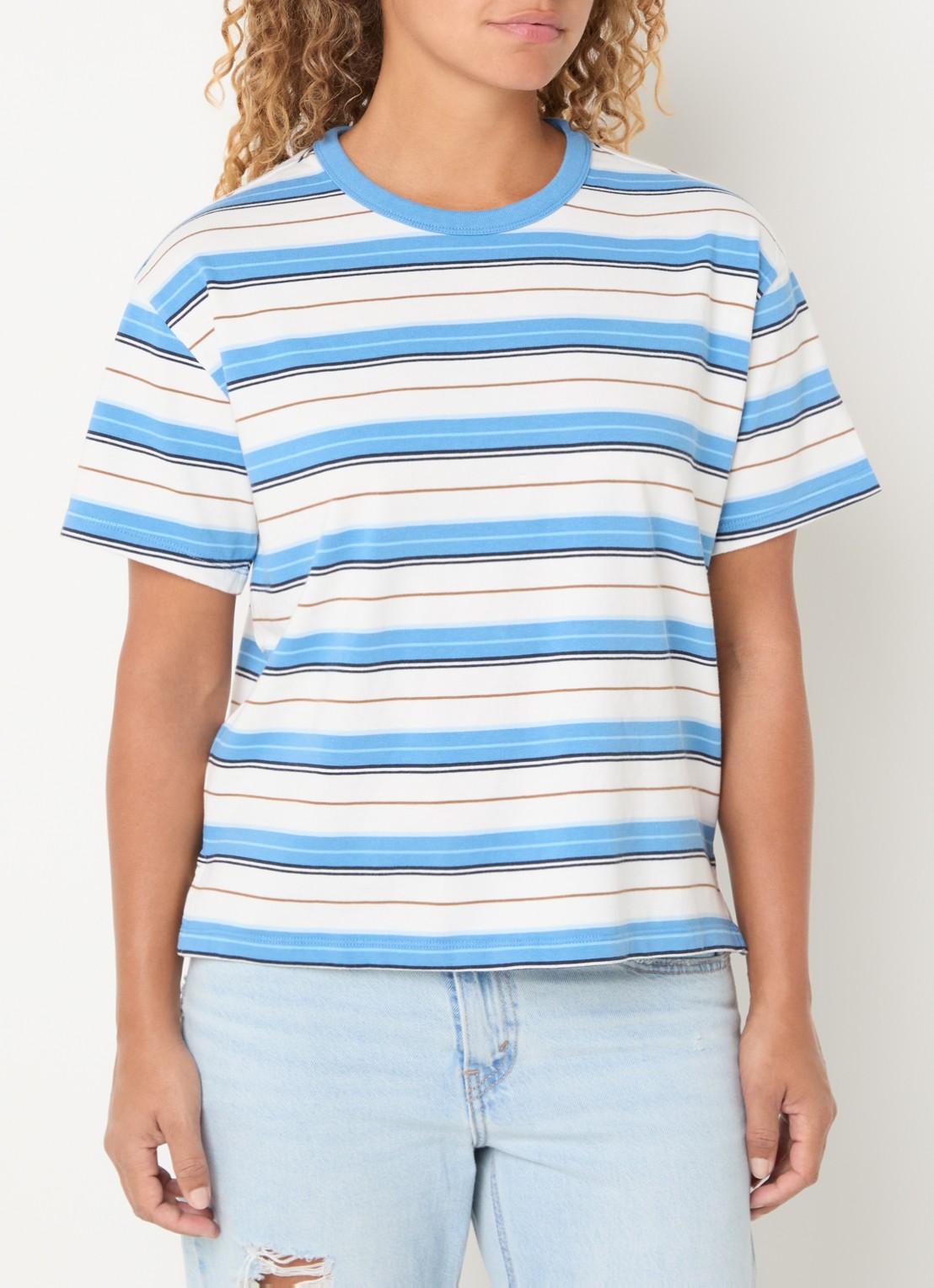 Levi's T-shirt met streepprint - detail 3 blauwgrijs