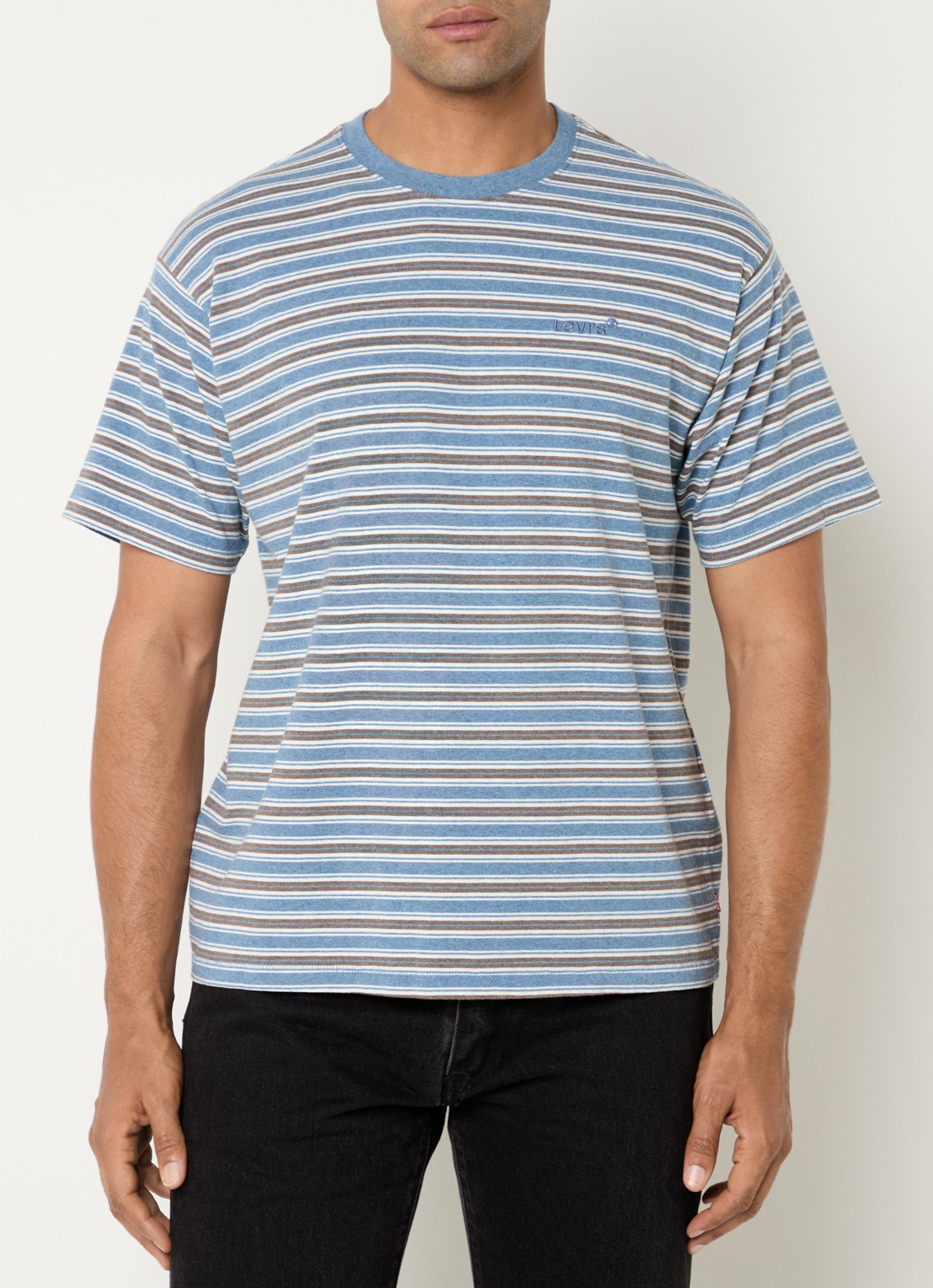 Levi's T-shirt met streepprint - detail staalblauw