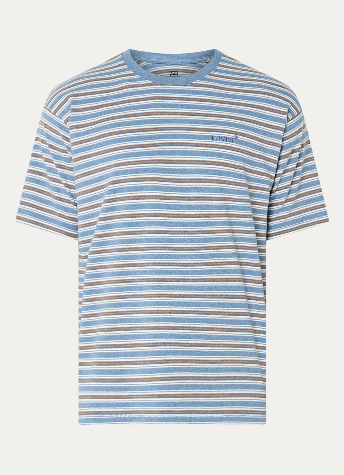 Levi's T-shirt met streepprint - voorkant 3 staalblauw