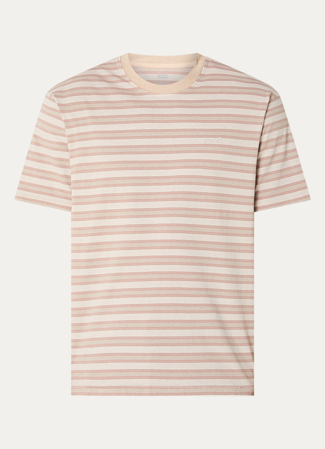 Levi's T-shirt met streepprint  - voorkant donkerbeige