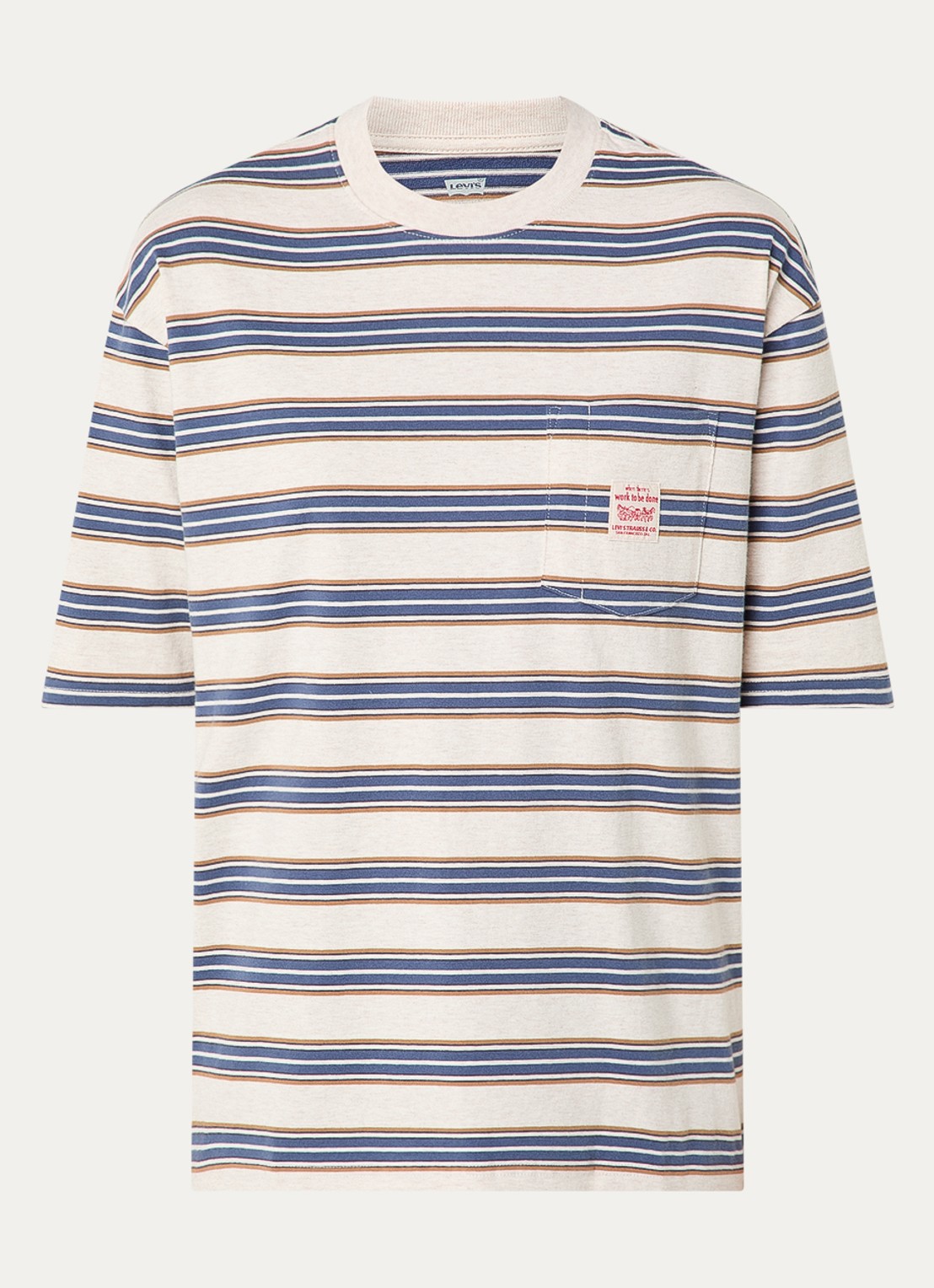 Levi's T-shirt met streepprint - voorkant 3 beige