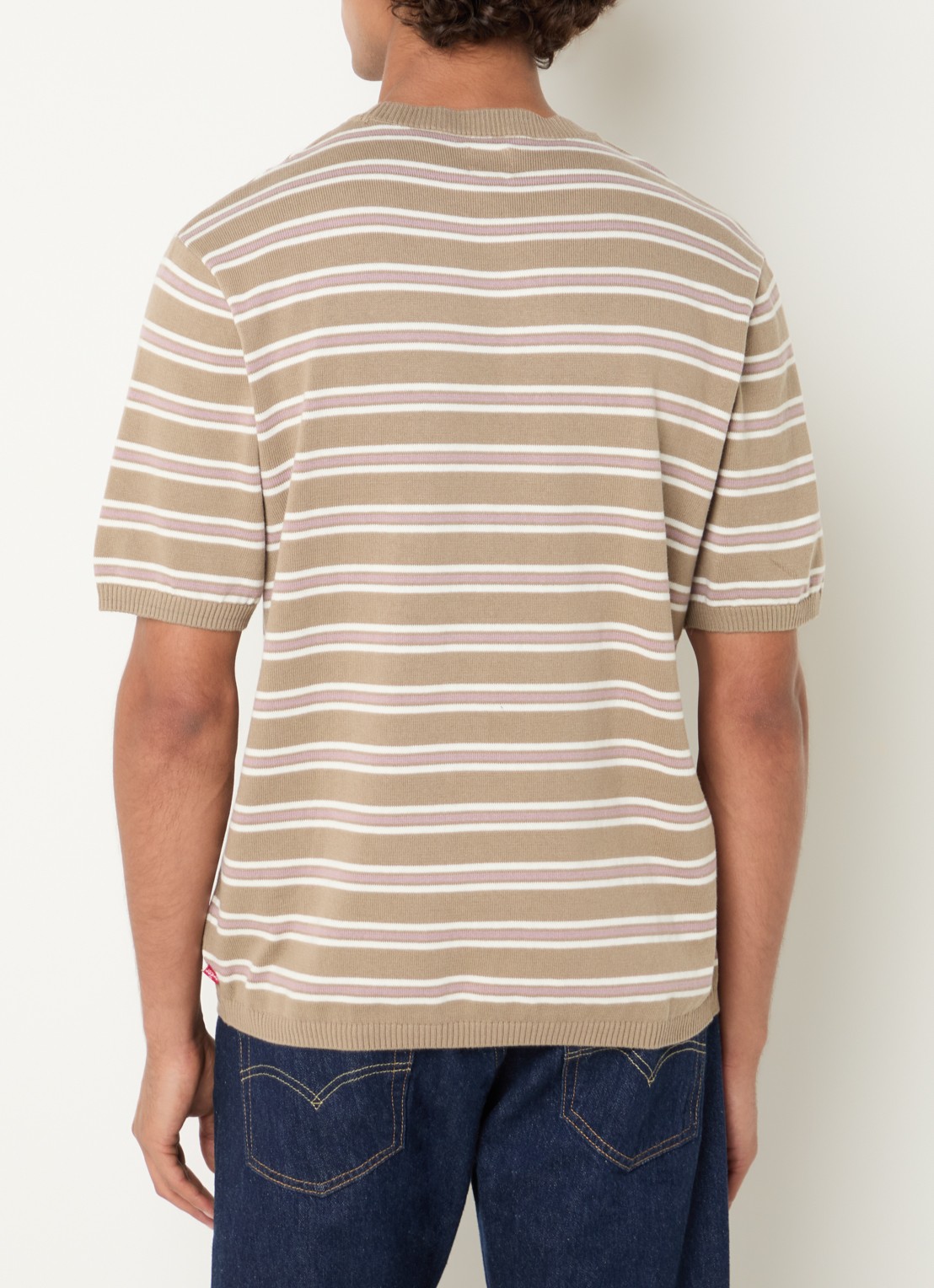 Levi's T-shirt met streepprint - achterkant beige