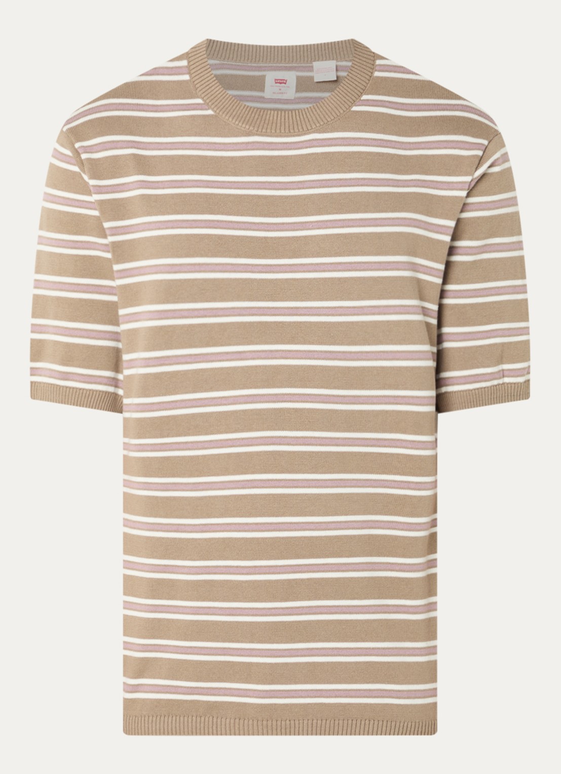 Levi's T-shirt met streepprint - voorkant 3 beige