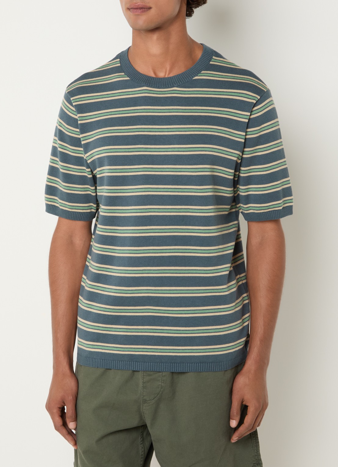 Levi's T-shirt met streepprint - detail 3 staalblauw