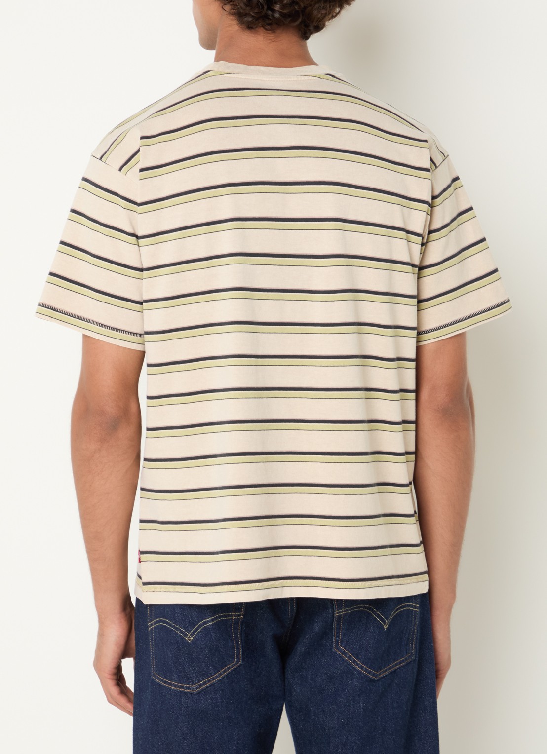 Levi's T-shirt met streepprint - achterkant beige