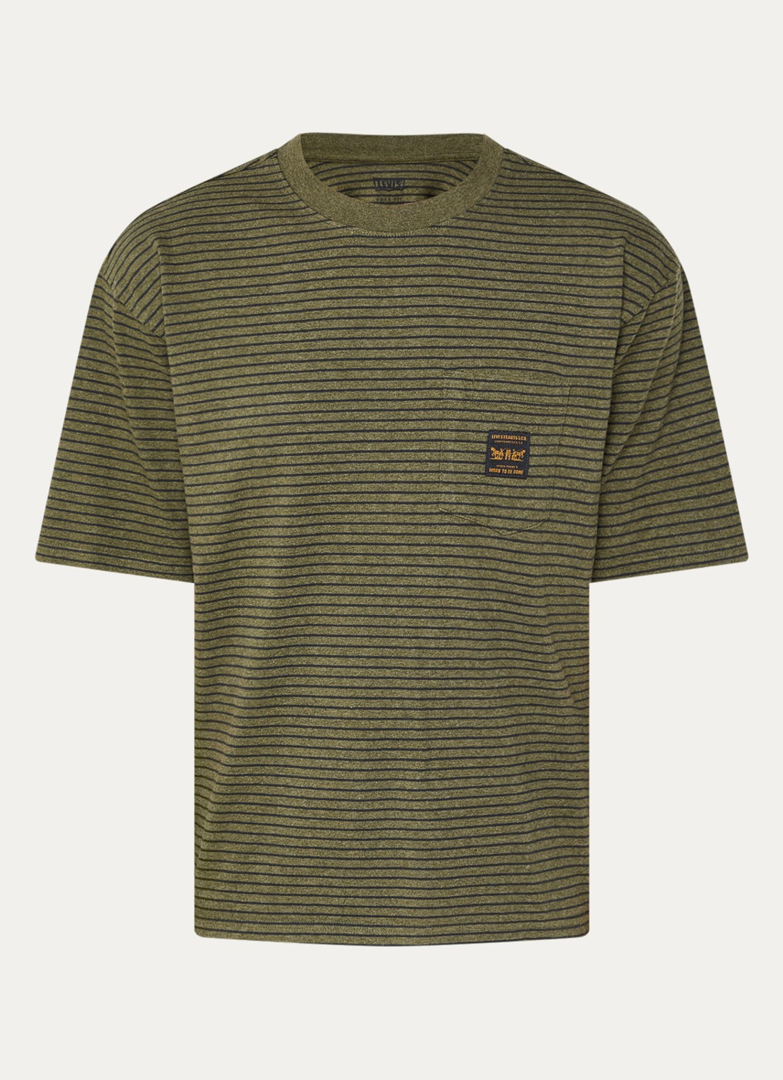 Levi's T-shirt met streepprint - voorkant 2 bronsgroen