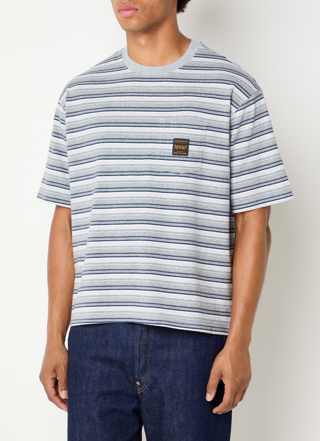Levi's T-shirt met streepprint - detail 4 grijs