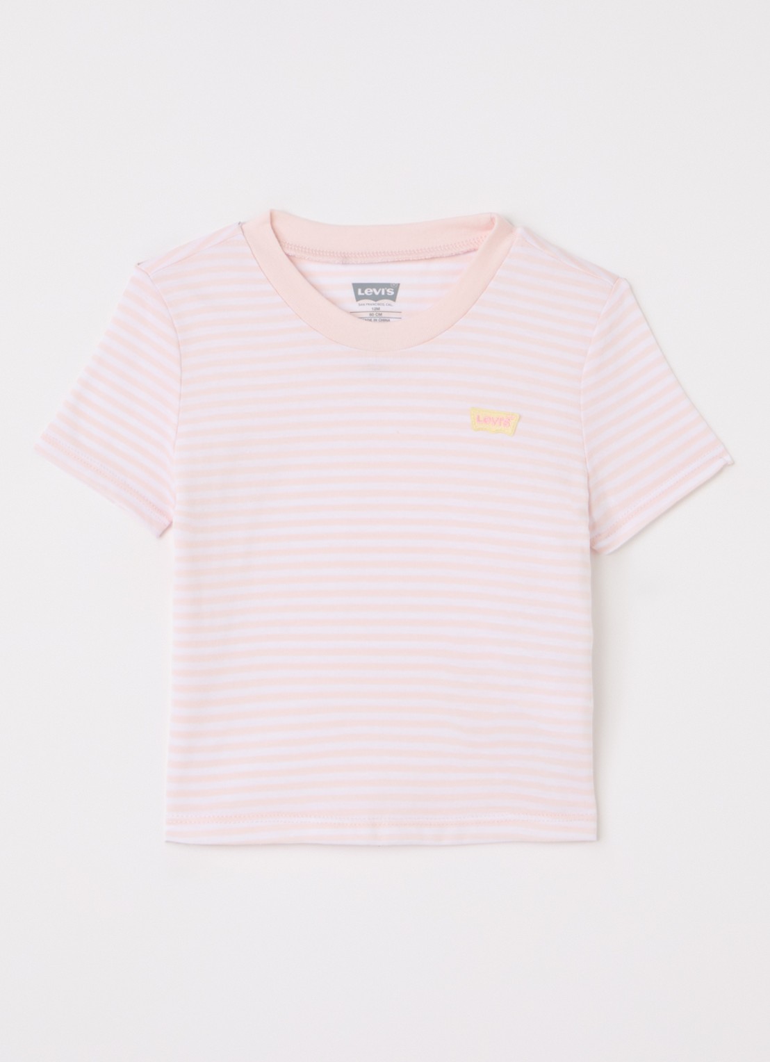 Levi's T-shirt met streepprint - voorkant lichtroze