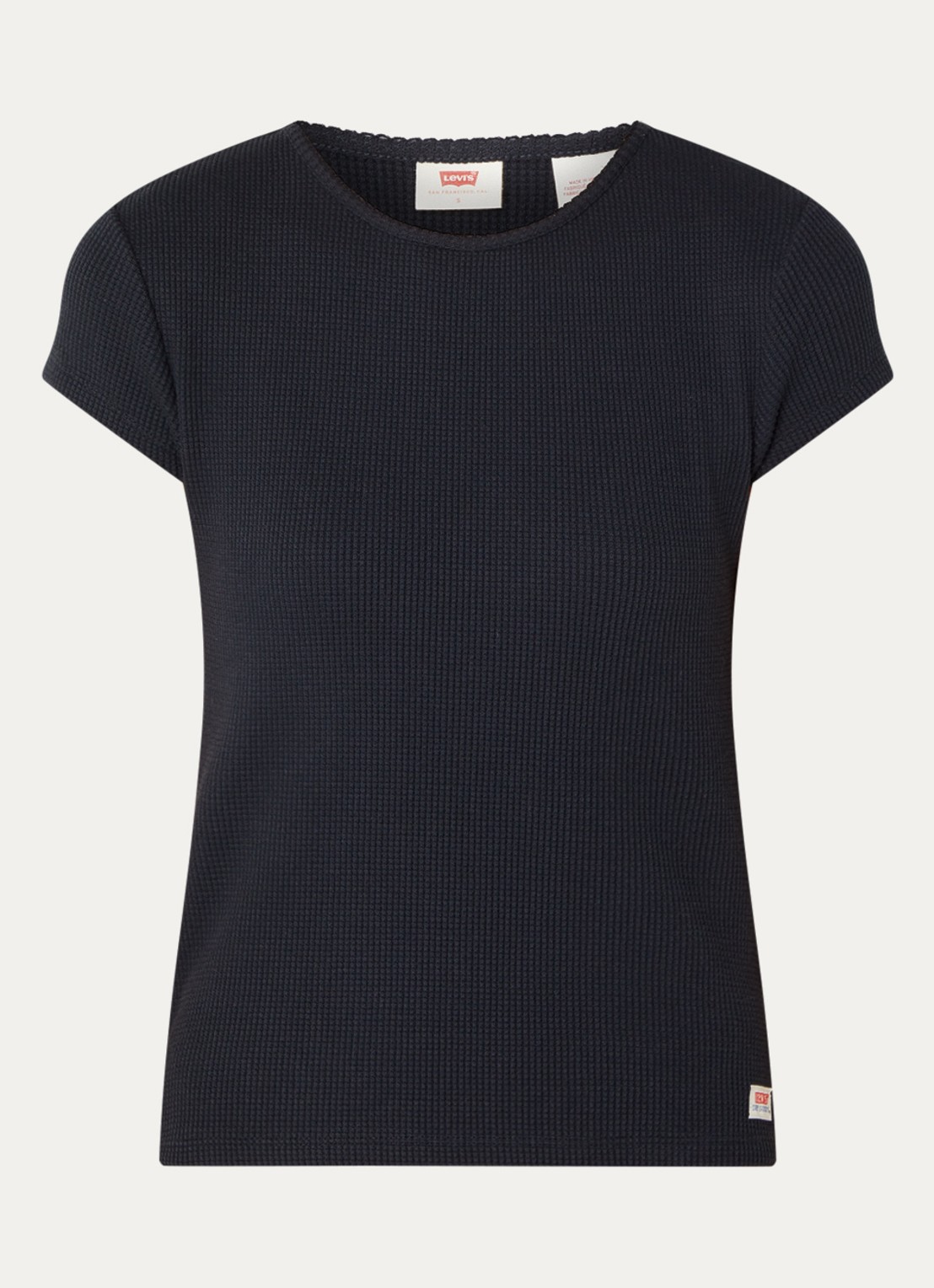 Levi's T-shirt met structuur - voorkant zwart