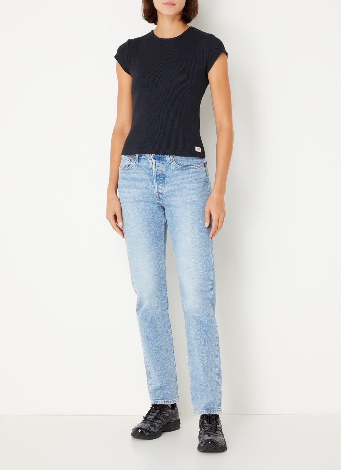 Levi's T-shirt met structuur - voorkant 2 zwart