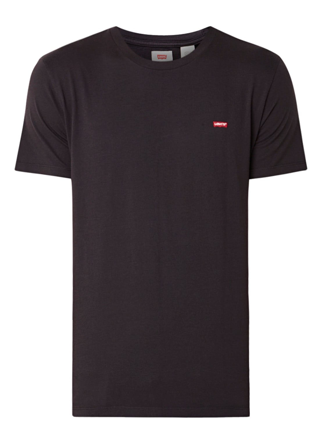 Levi's T-shirt van katoen met logoborduring - voorkant zwart