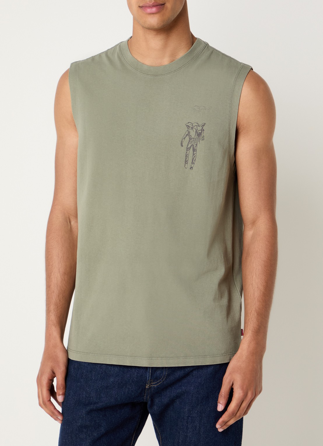 Levi's Tanktop met logo- en backprint - achterkant 3 legergroen