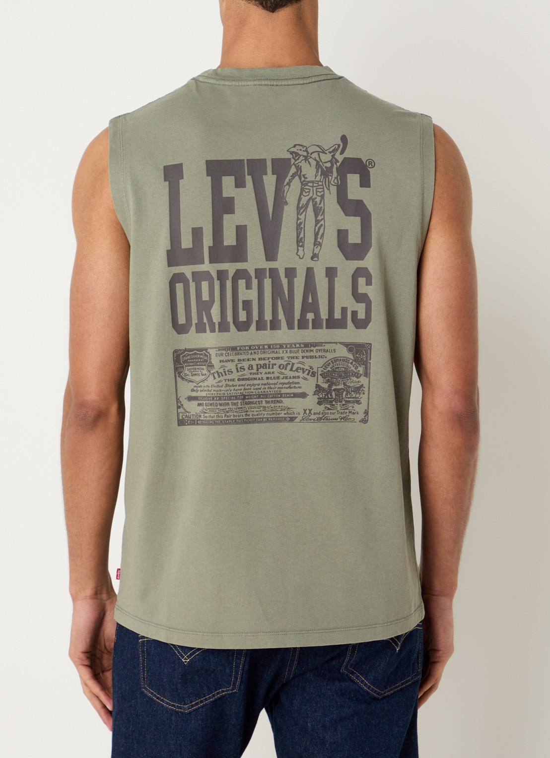 Levi's Tanktop met logo- en backprint - detail 4 legergroen