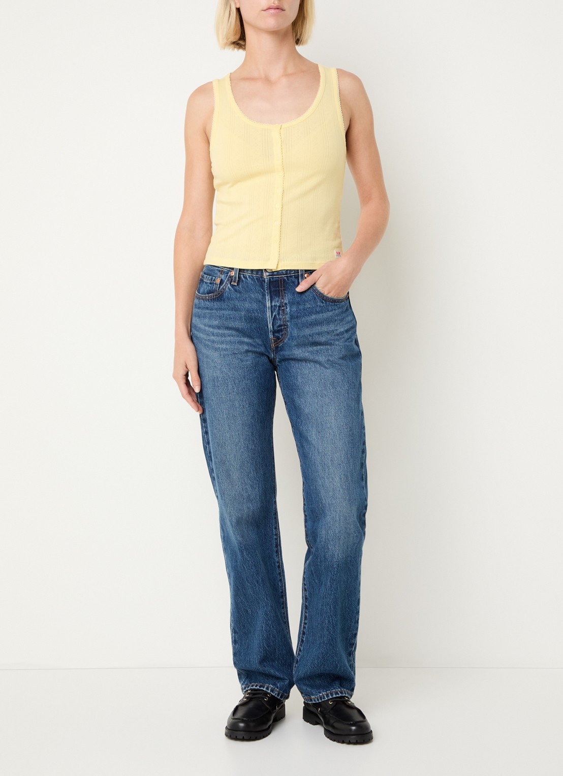 Levi's Tanktop met ronde hals - voorkant 3 geel