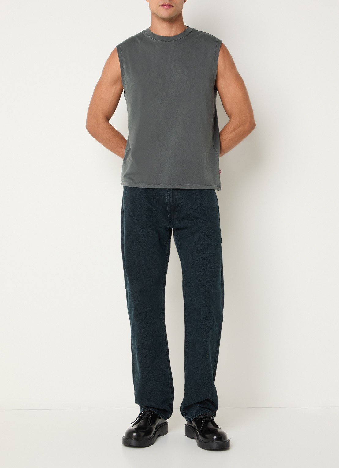 Levi's Tanktop met ronde hals - voorkant 2 donkergrijs