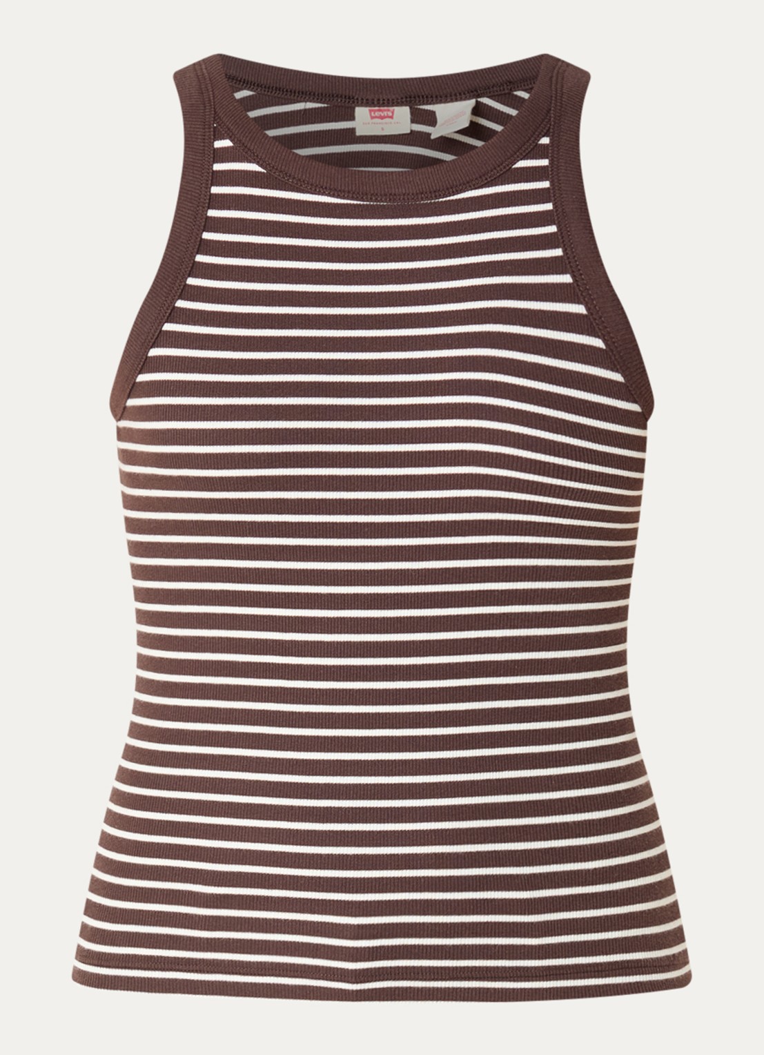 Levi's Tanktop met streepprint - voorkant donkerbruin