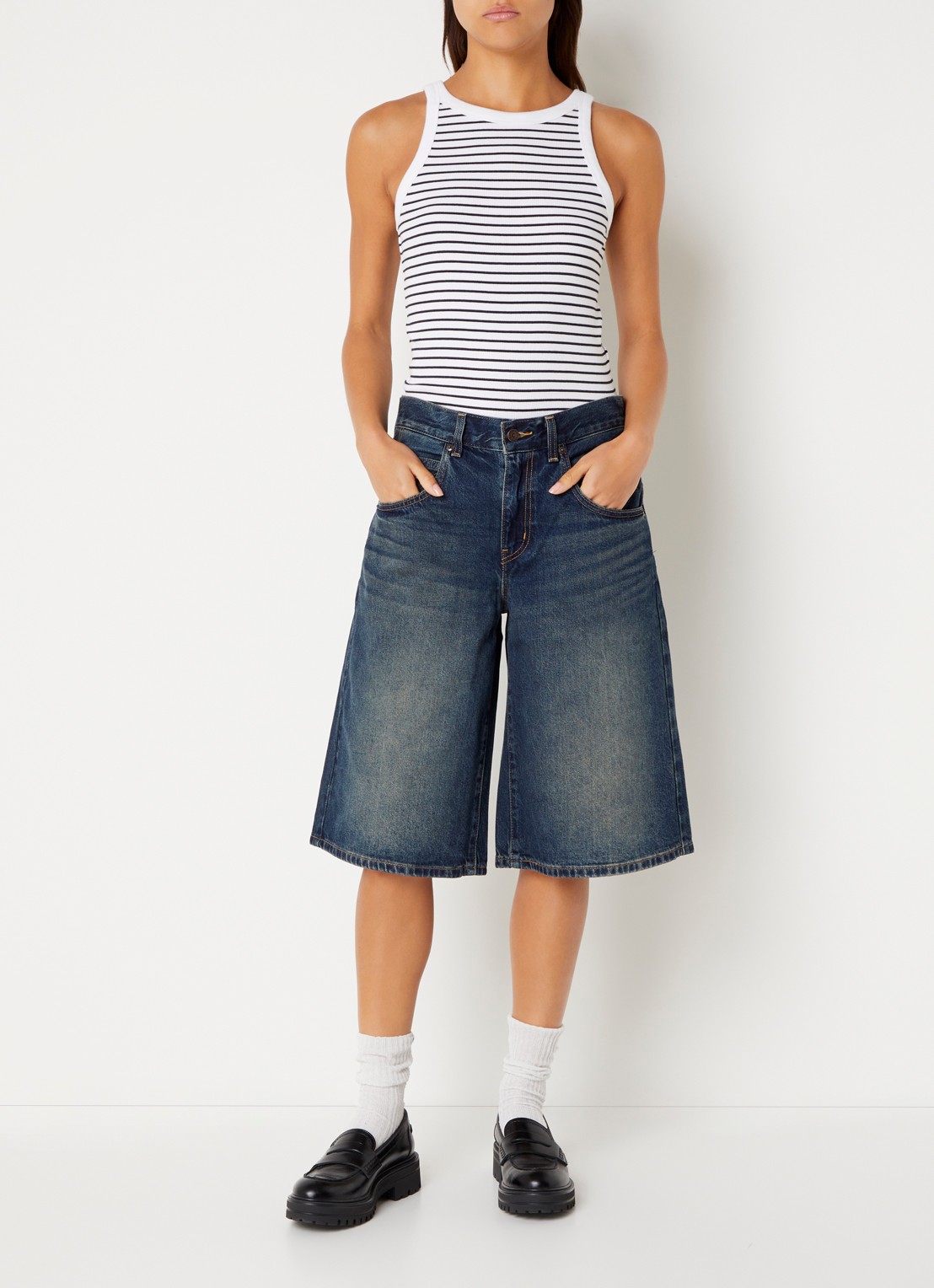 Levi's Tanktop met streepprint - voorkant 2 wit