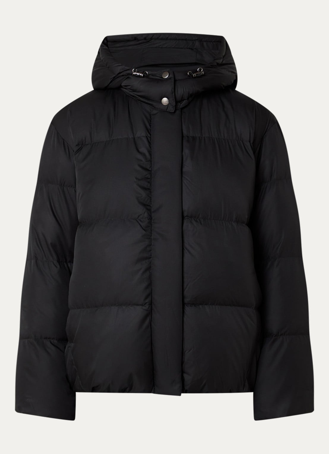 Levi's Tate puffer jack met afneembare capuchon en donsvulling - voorkant zwart