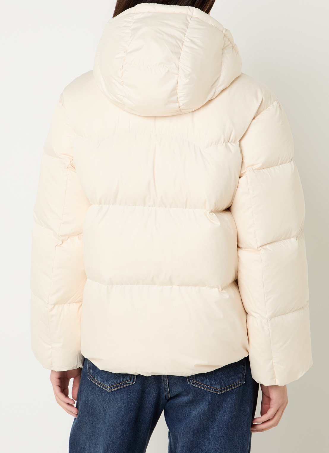Levi's Tate puffer jack met afneembare capuchon en donsvulling - achterkant 2 creme