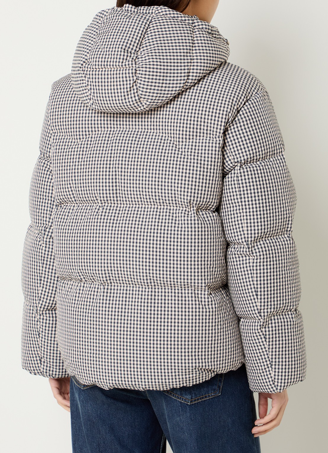 Levi's Tate puffer jack met ruitdessin en donsvulling - achterkant 3 gebroken wit