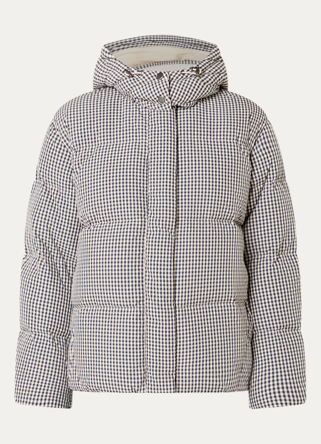 Levi's Tate puffer jack met ruitdessin en donsvulling - voorkant gebroken wit