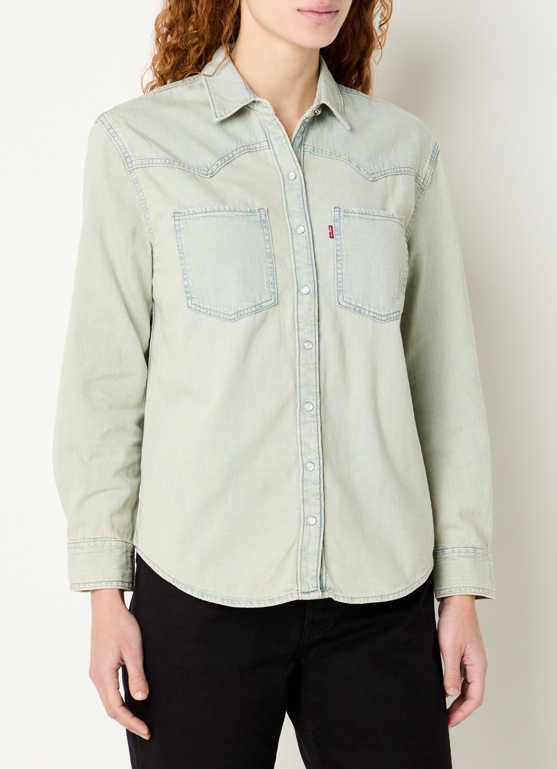 Levi's Teodora blouse van denim met borstzakken - detail 4 indigo