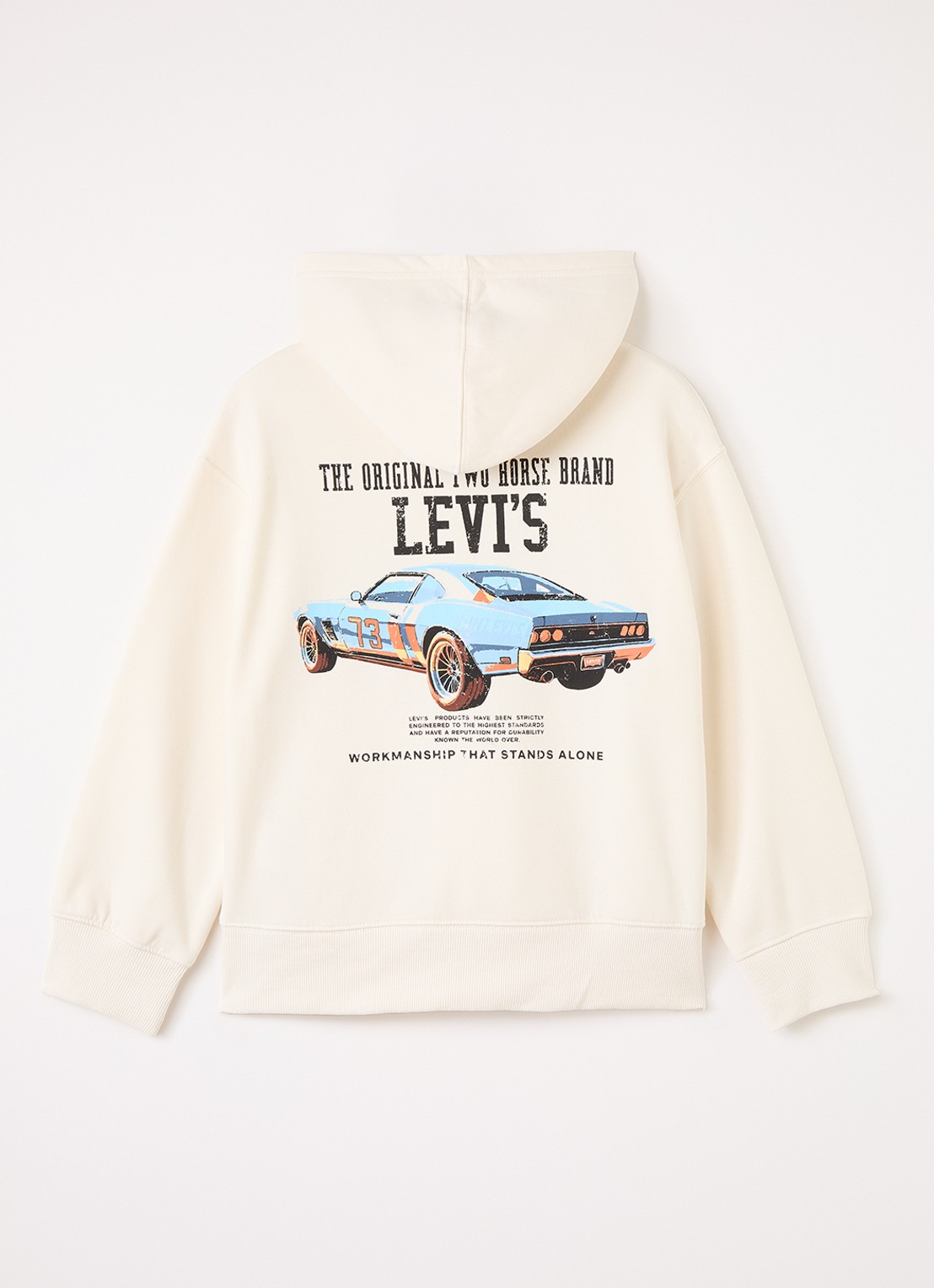 Levi's The Engine hoodie met logoprint - voorkant 2 ivoor
