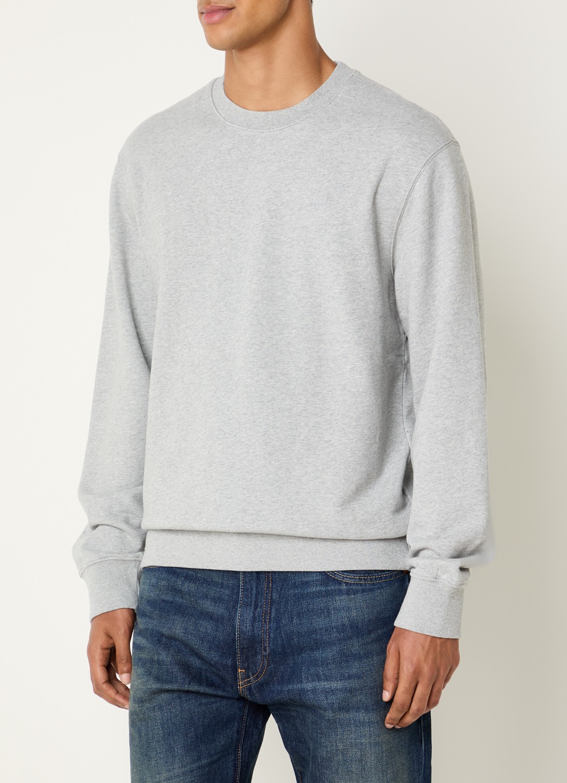 Levi's The Original sweater met gemêleerd dessin en logoborduring - detail 3 grijsmele