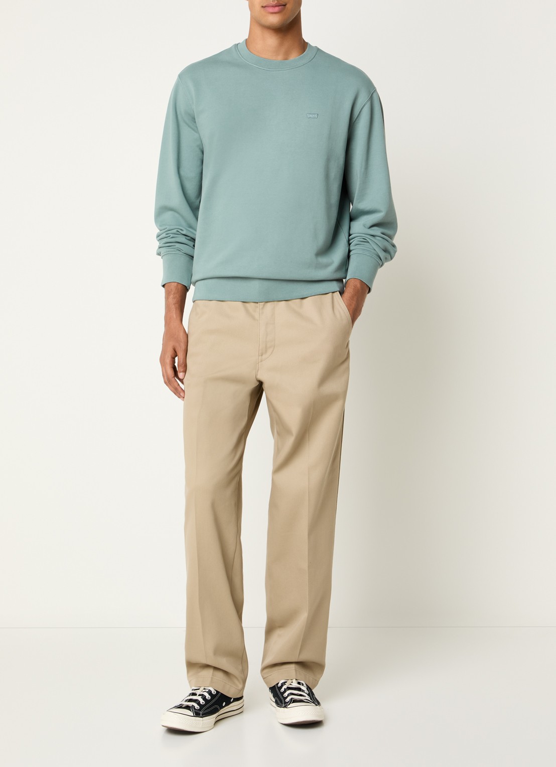 Levi's The Original sweater met logoborduring - voorkant 2 blauwgrijs