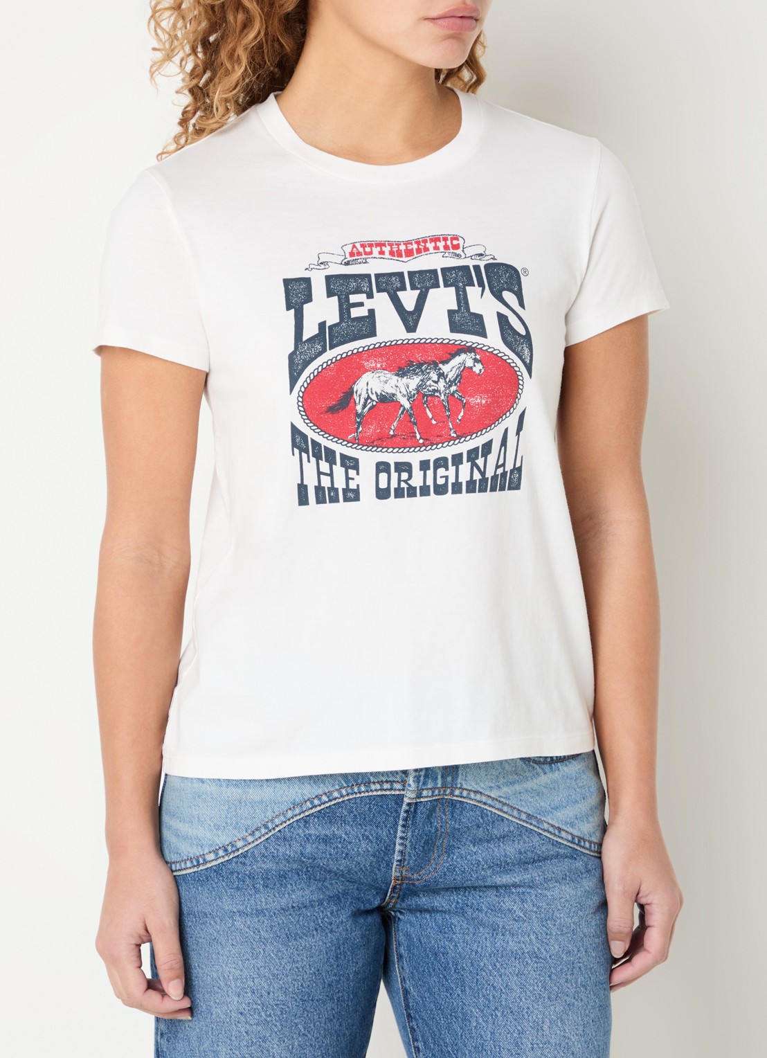 Levi's The Perfect Tee T-shirt met logoprint - detail wit