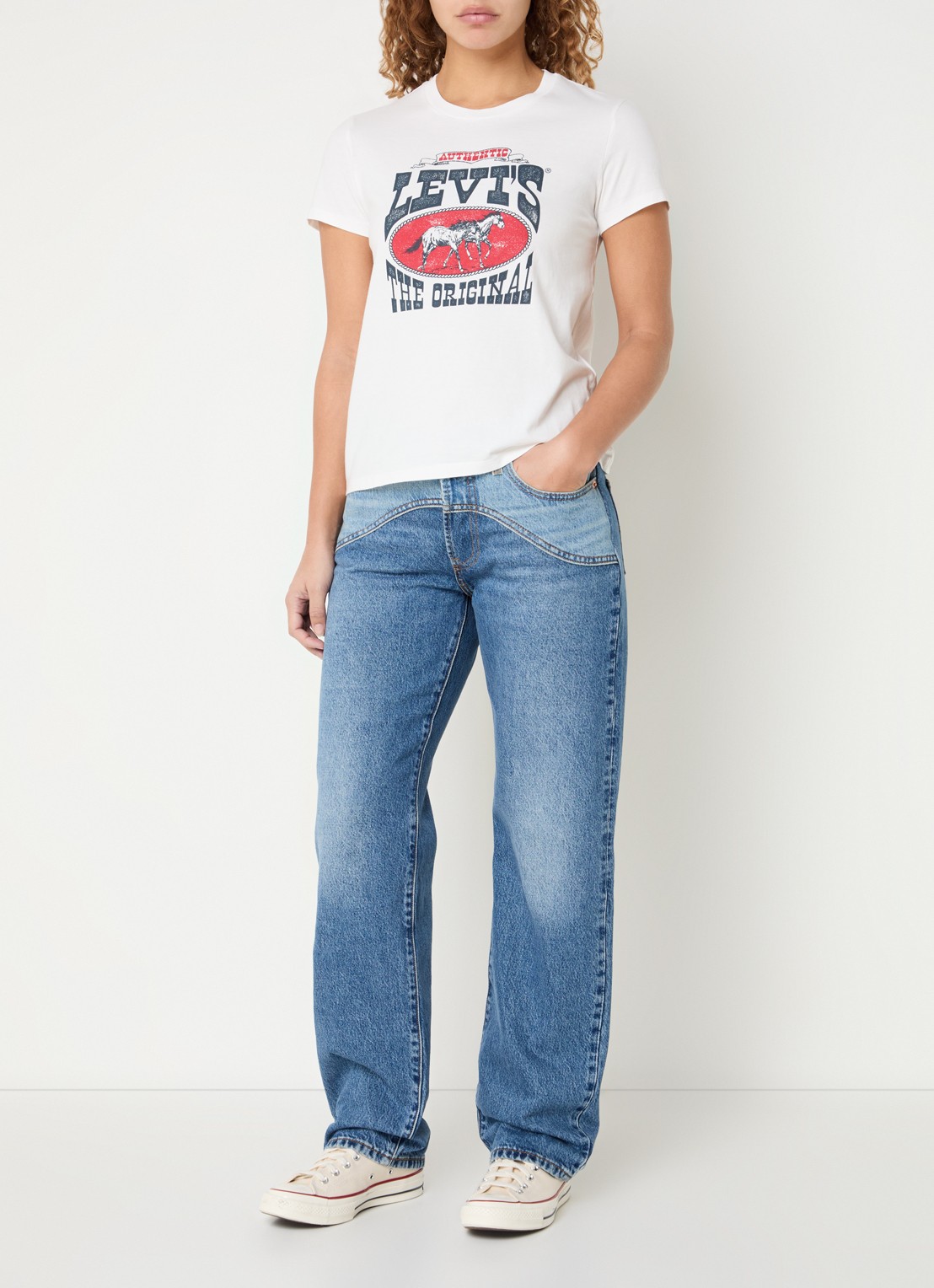 Levi's The Perfect Tee T-shirt met logoprint - voorkant 3 wit