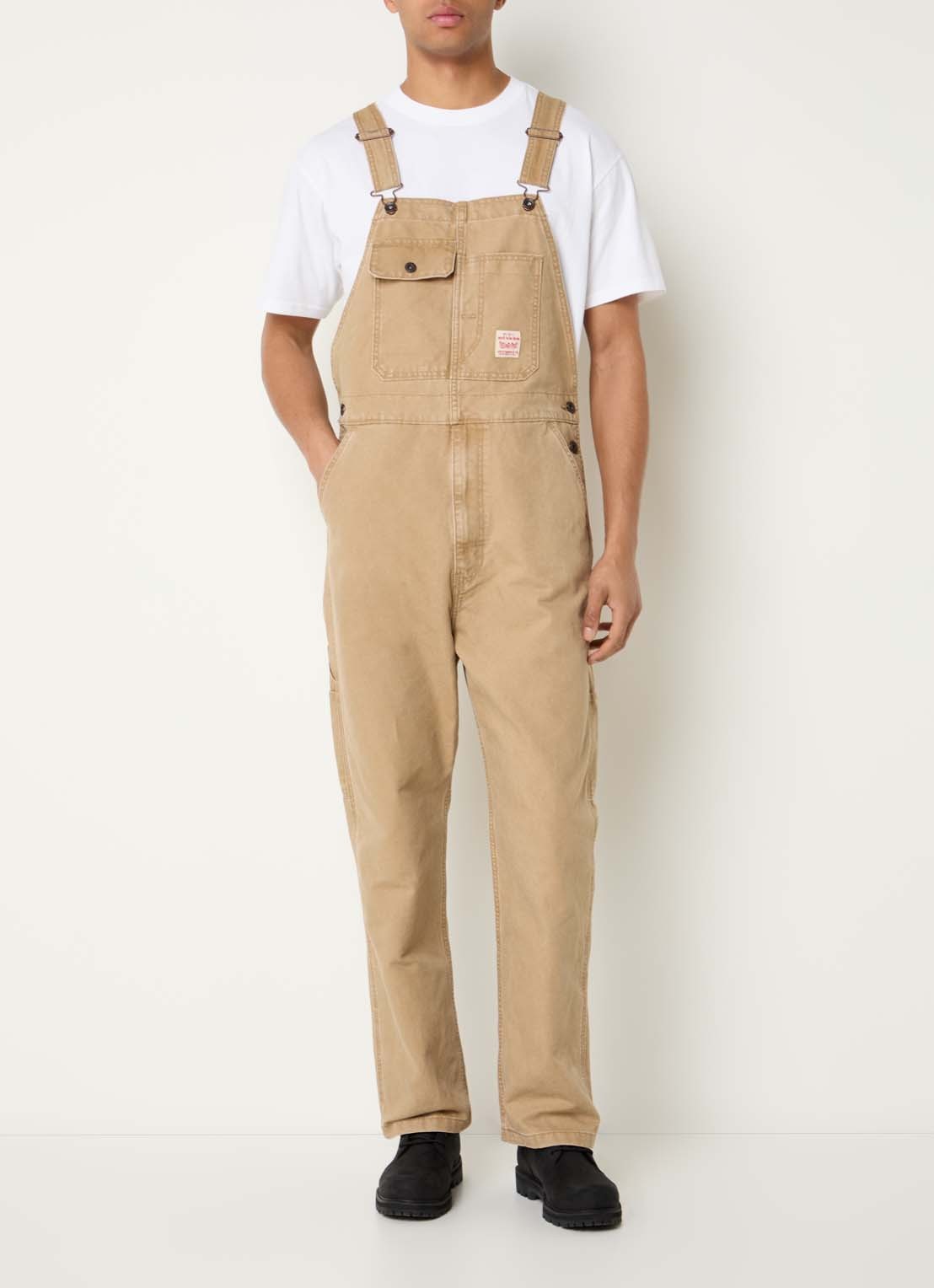 Levi's Tigers Eye loose fit tuinbroek van denim - detail 4 camel