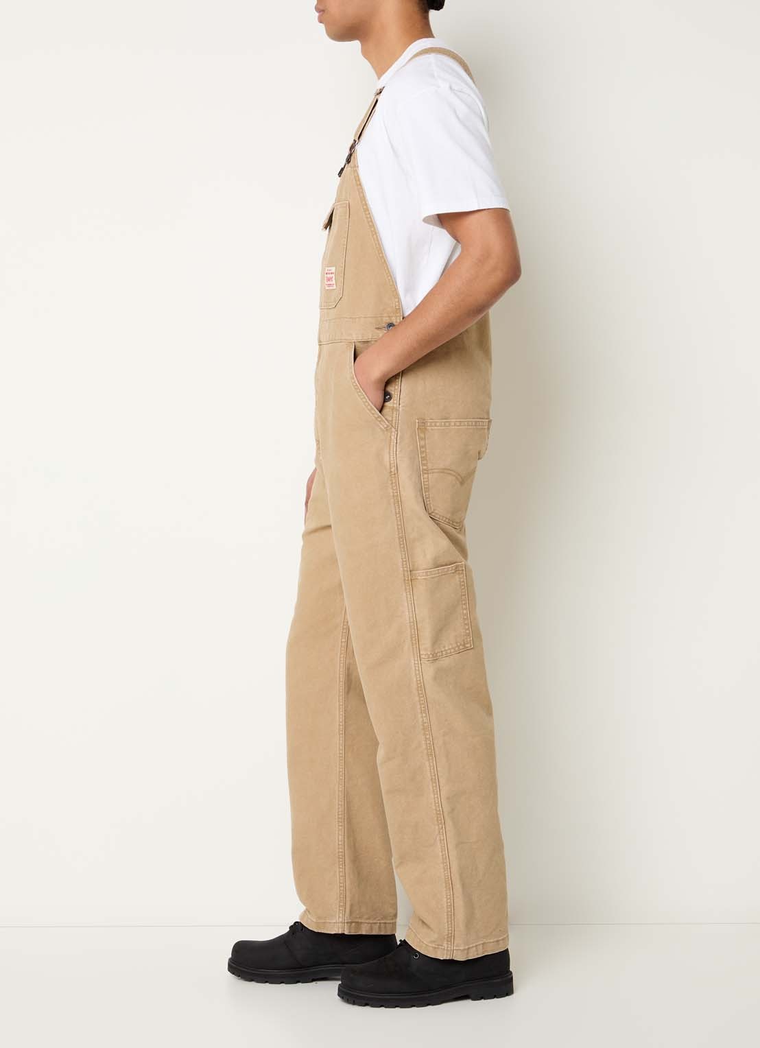 Levi's Tigers Eye loose fit tuinbroek van denim - voorkant 3 camel