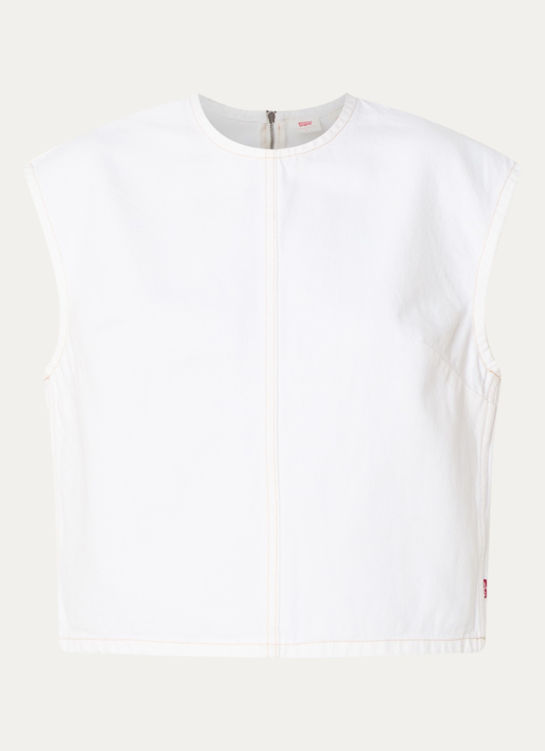 Levi's Tooth Fairy top van denim met siernaad - voorkant 2 gebroken wit