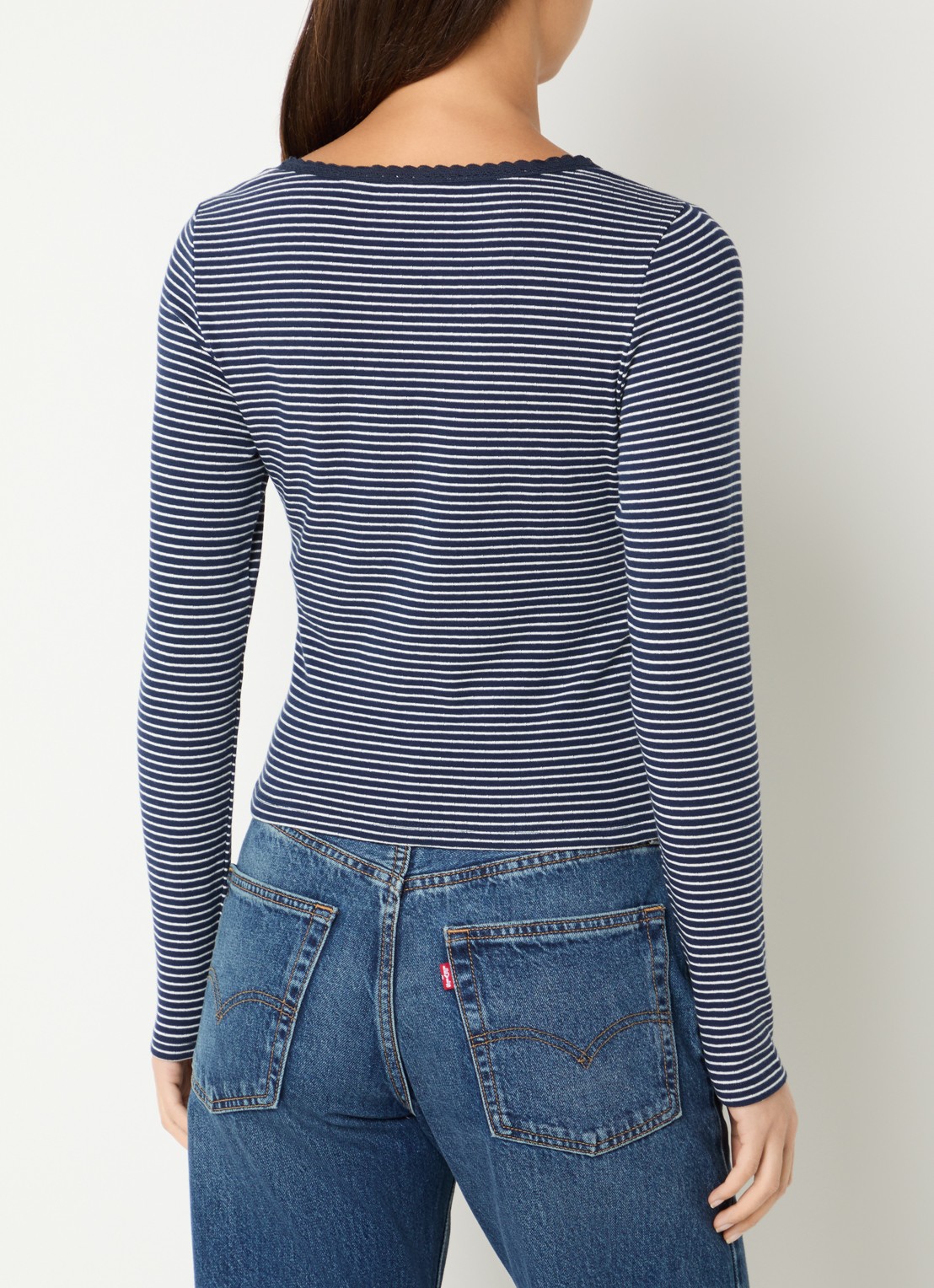 Levi's Top met details van kant en streepprint - achterkant 2 donkerblauw