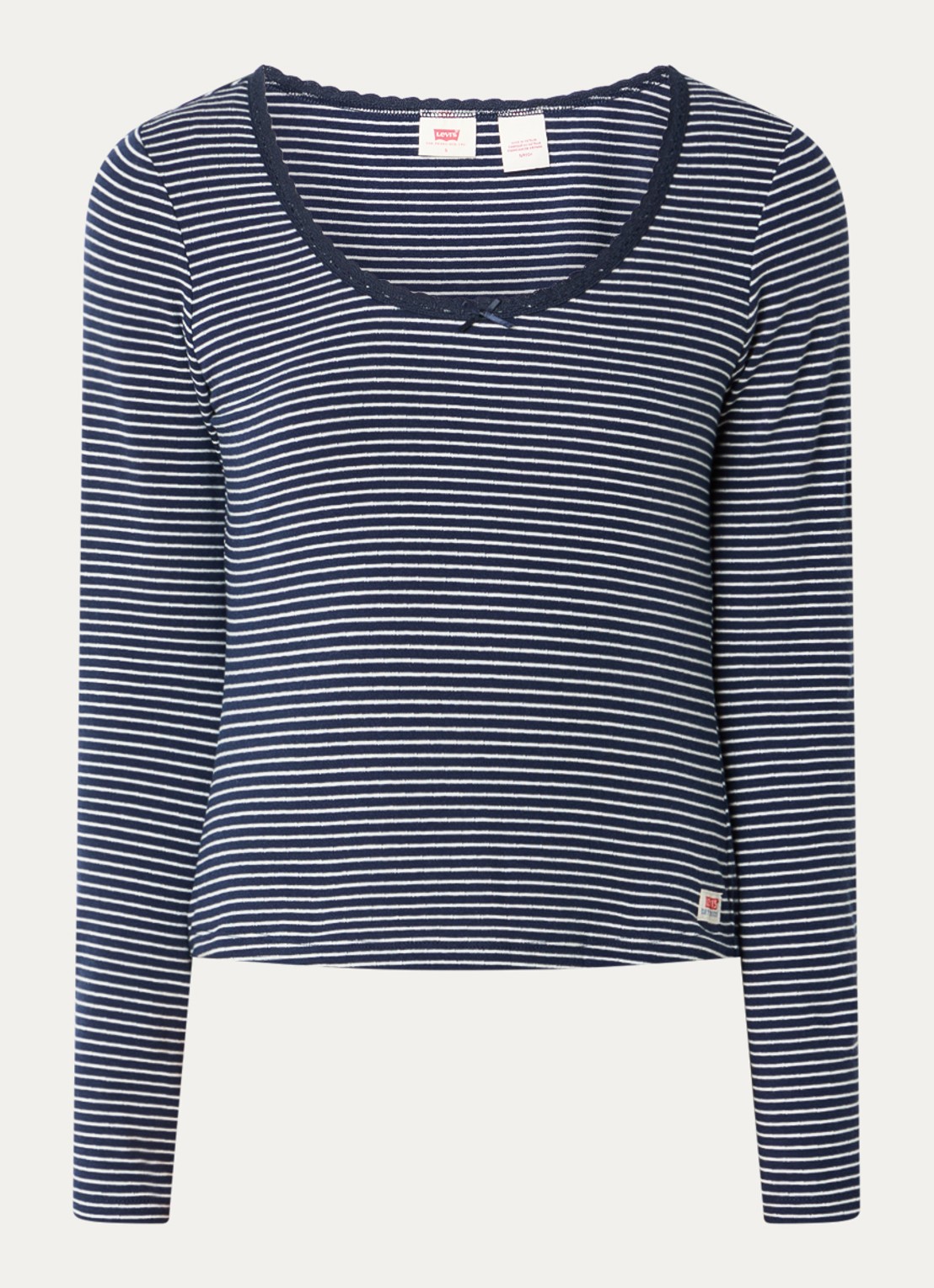 Levi's Top met details van kant en streepprint - voorkant 3 donkerblauw